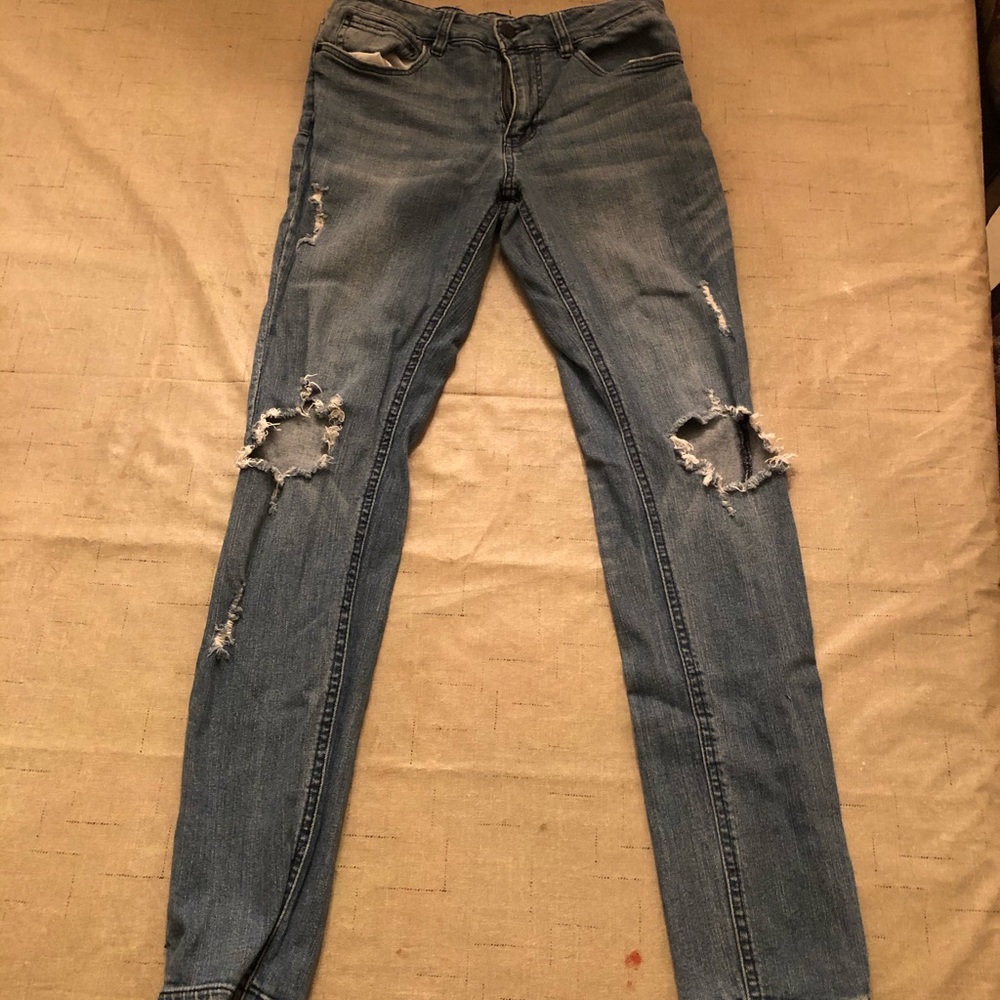 Blue distressed jeans